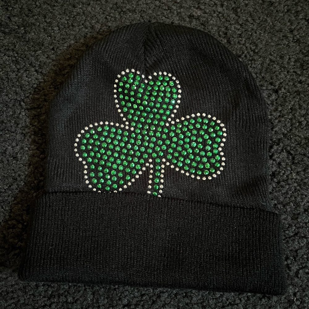 Clover bedazzled sparkly saint pattys hat